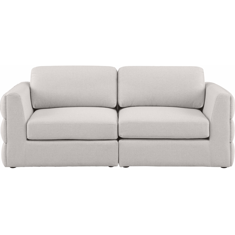 Maklaine Contemporary Beige Durable Linen Textured Fabric Modular Sofa