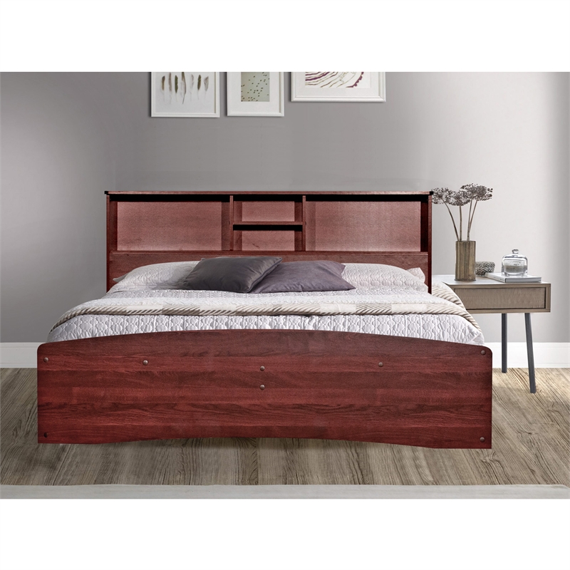 Maklaine Modern Engineered Wood California Full Bed in Mahogany