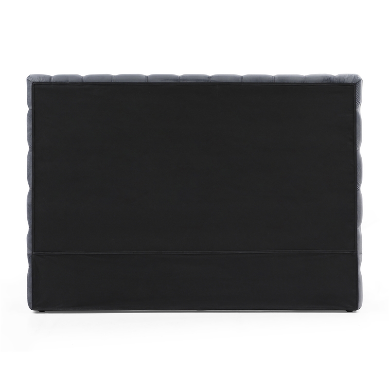 Maklaine Modern King Size Thick Velvet Upholstered Bed in Gray