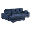 Maklaine Modern Convertible Sofa/L-Shaped Design in Blue Corduroy