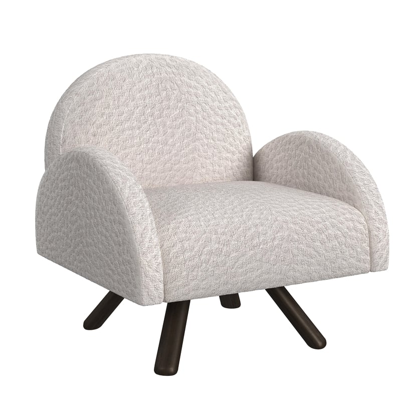 Maklaine Modern Accent Chair with Wood Frame in Beige Finish