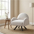 Maklaine Modern Accent Chair with Wood Frame in Beige Finish