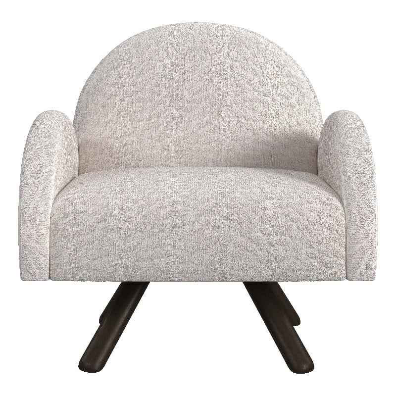 Maklaine Modern Accent Chair with Wood Frame in Beige Finish