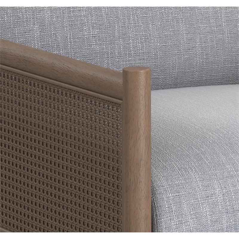 Maklaine Coastal Solid Wood Accent Chair with Baltic Blue Fabric