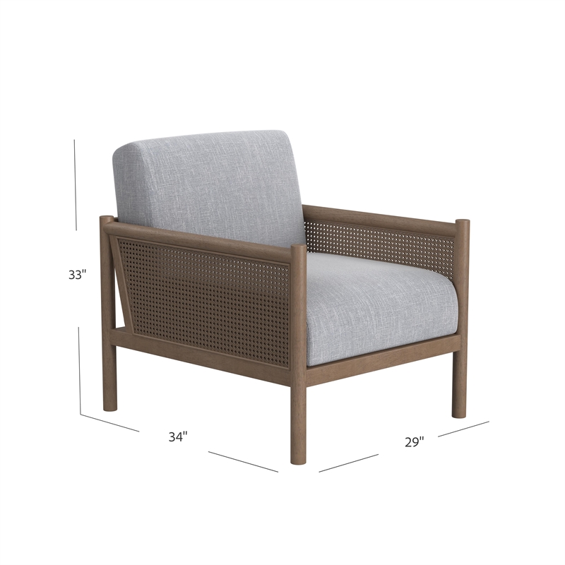 Maklaine Coastal Solid Wood Accent Chair with Baltic Blue Fabric