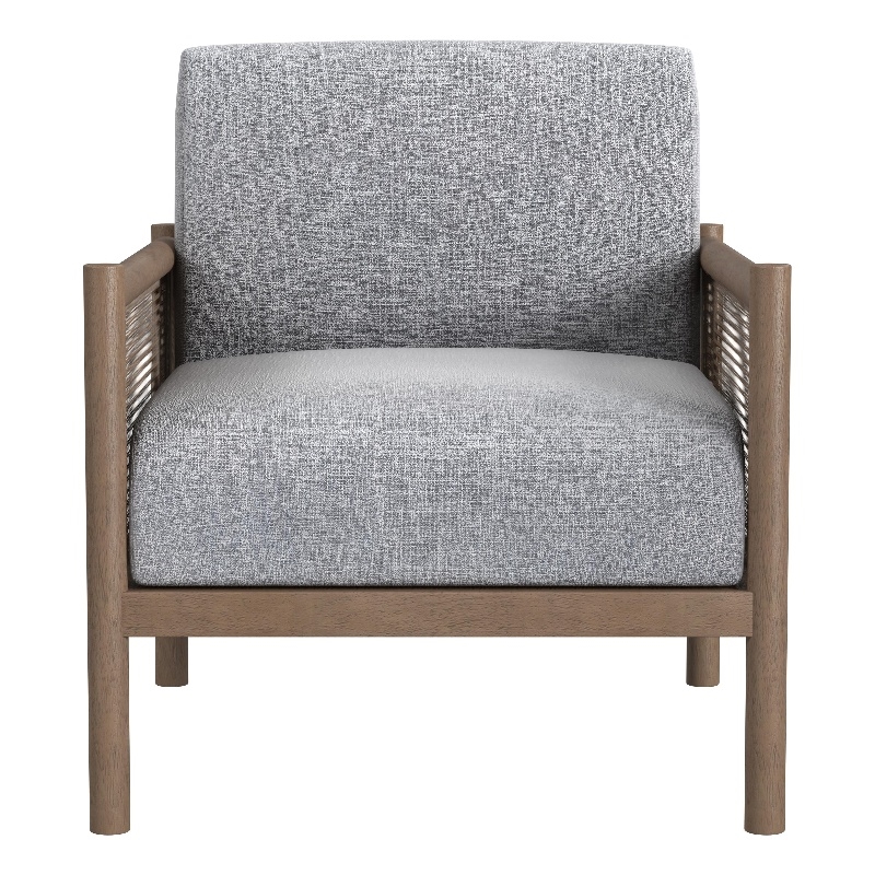 Maklaine Coastal Solid Wood Accent Chair with Baltic Blue Fabric