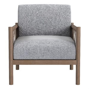 Maklaine Coastal Solid Wood Accent Chair with Baltic Blue Fabric