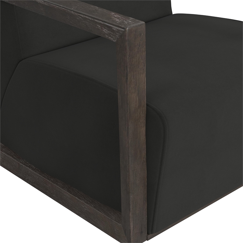 Maklaine Contemporary Velvet Fabric Accent Chair in Smoke Finish