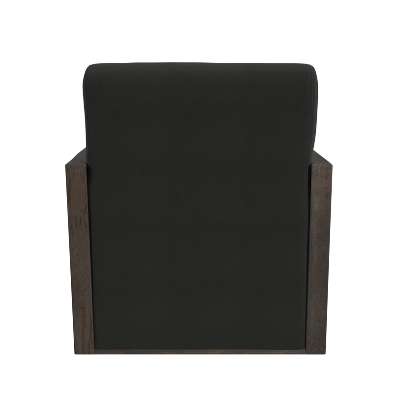Maklaine Contemporary Velvet Fabric Accent Chair in Smoke Finish