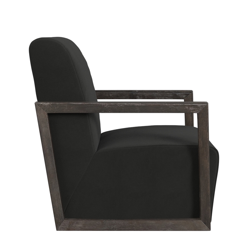 Maklaine Contemporary Velvet Fabric Accent Chair in Smoke Finish