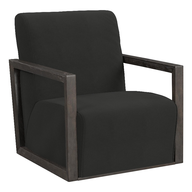 Maklaine Contemporary Velvet Fabric Accent Chair in Smoke Finish