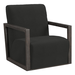 Maklaine Contemporary Velvet Fabric Accent Chair in Smoke Finish