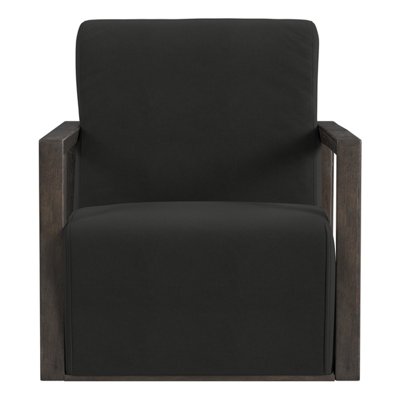 Maklaine Contemporary Velvet Fabric Accent Chair in Smoke Finish
