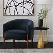 Maklaine Mid-Century Accent Chair with Wood Frame in Navy Blue