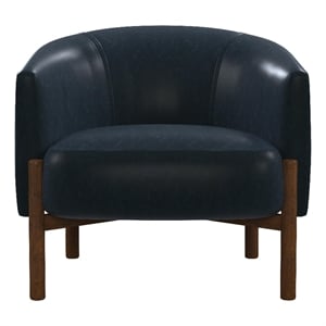 Maklaine Mid-Century Accent Chair with Wood Frame in Navy Blue