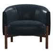 Maklaine Mid-Century Accent Chair with Wood Frame in Navy Blue