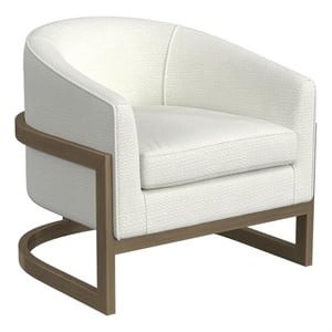 Maklaine Modern Metal & Fabric Accent Chair in Gold / Ivory White
