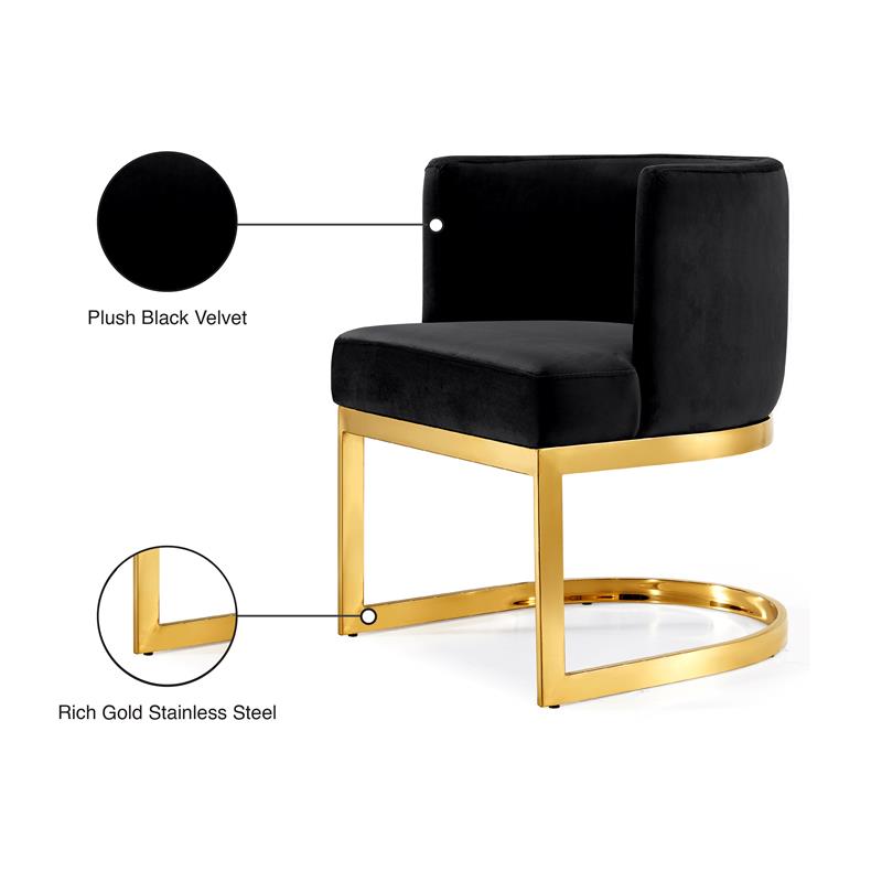 Maklaine Modern Velvet Dining Chair in Black