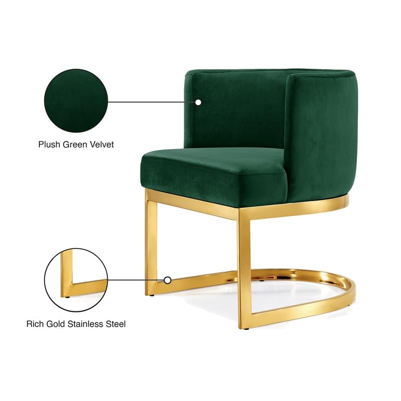 Maklaine Modern Velvet Dining Chair in Green