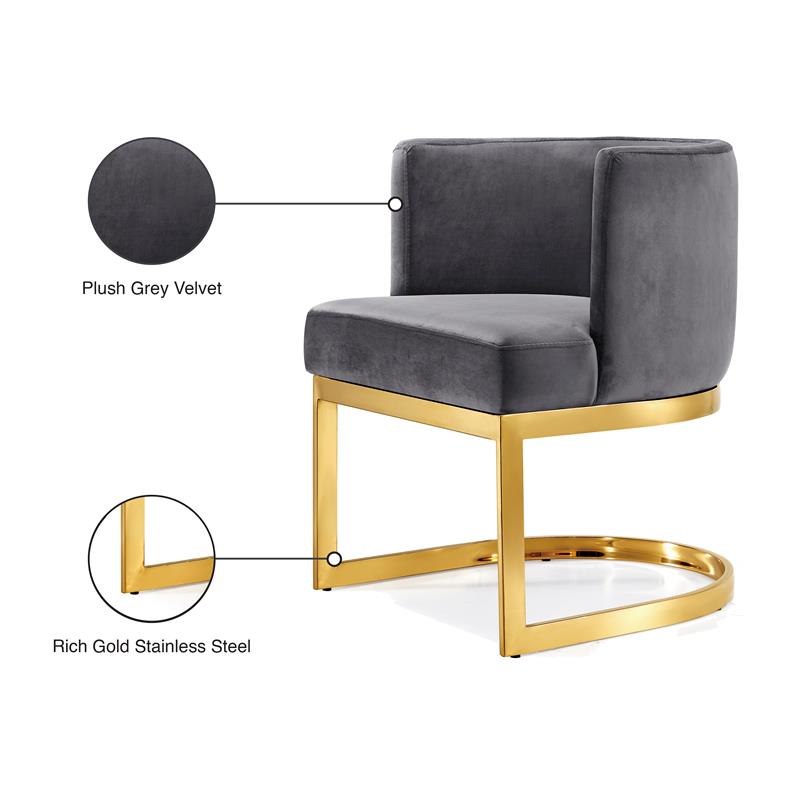 Maklaine Modern Velvet Dining Chair in Grey