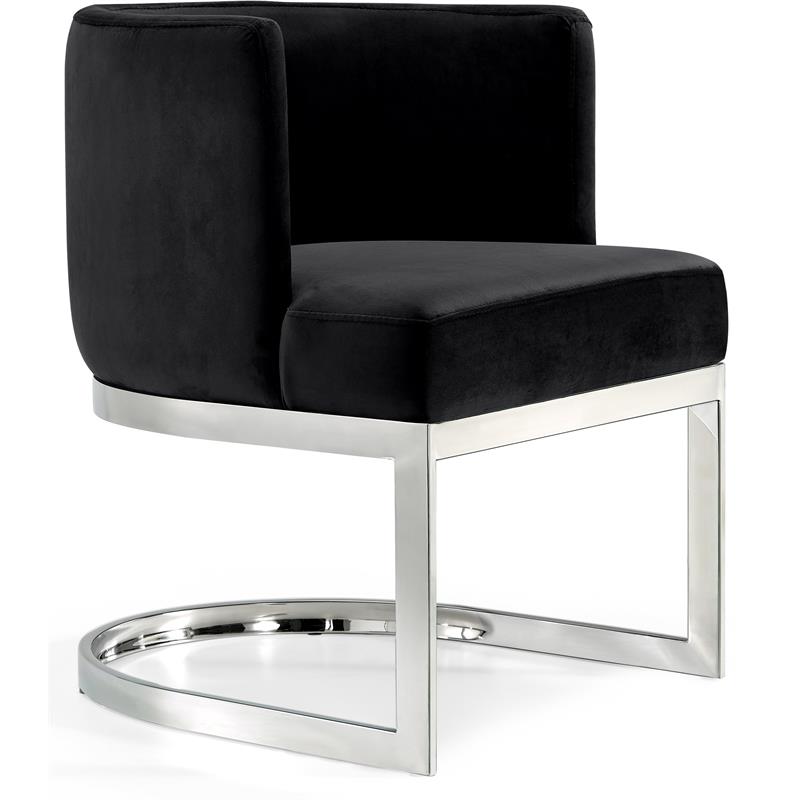 Maklaine Modern Velvet Dining Chair in Black