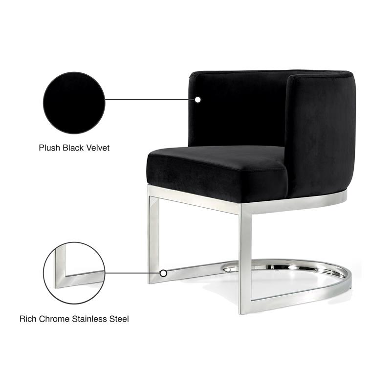 Maklaine Modern Velvet Dining Chair in Black