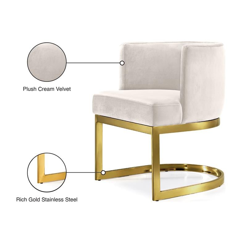 Maklaine Modern Velvet Dining Chair in Cream