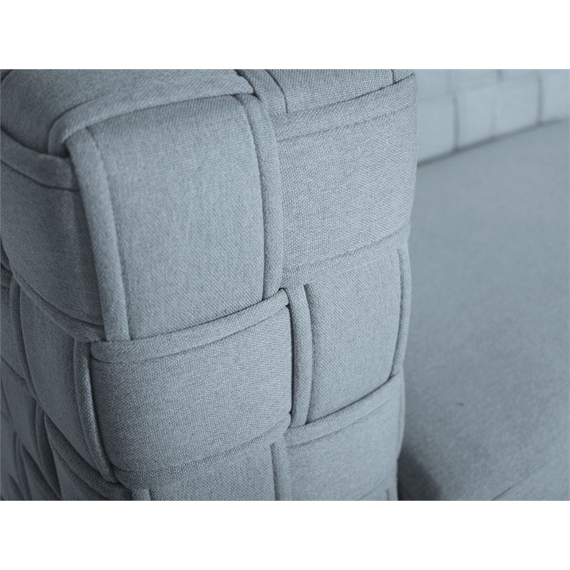 Maklaine Contemporary Chenille Upholstered Sofa in Light Teal and White