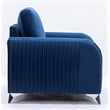 Maklaine Velvet Upholstered Wooden Frame Contemporary Sofa in Blue
