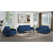 Maklaine Velvet Upholstered Wooden Frame Contemporary Sofa in Blue