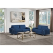 Maklaine Velvet Upholstered Wooden Frame Contemporary Sofa in Blue