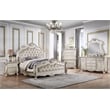 Maklaine Transitional Button Tufted Wooden Frame Bed in Champagne Gold