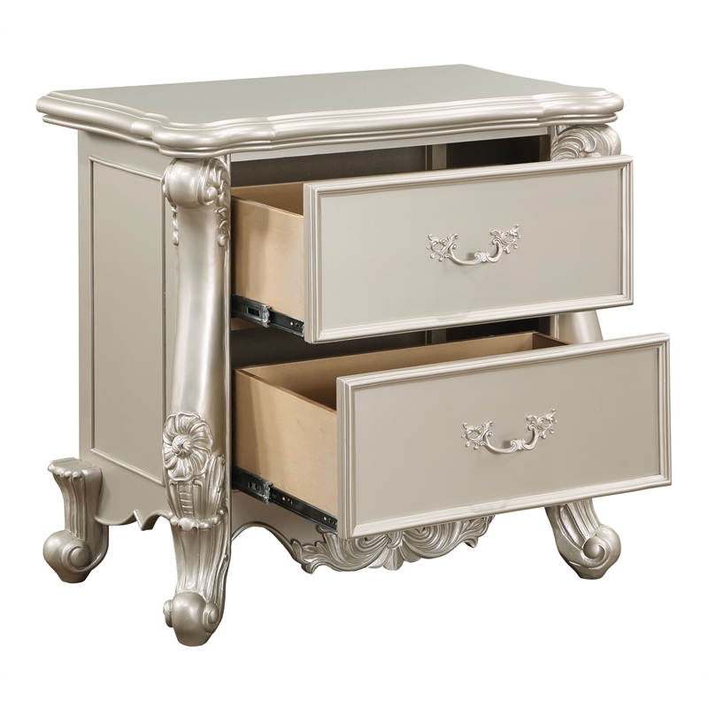 Maklaine MDF Champagne Gold Nightstand Rectangular Felt-Lined Top Drawer 32