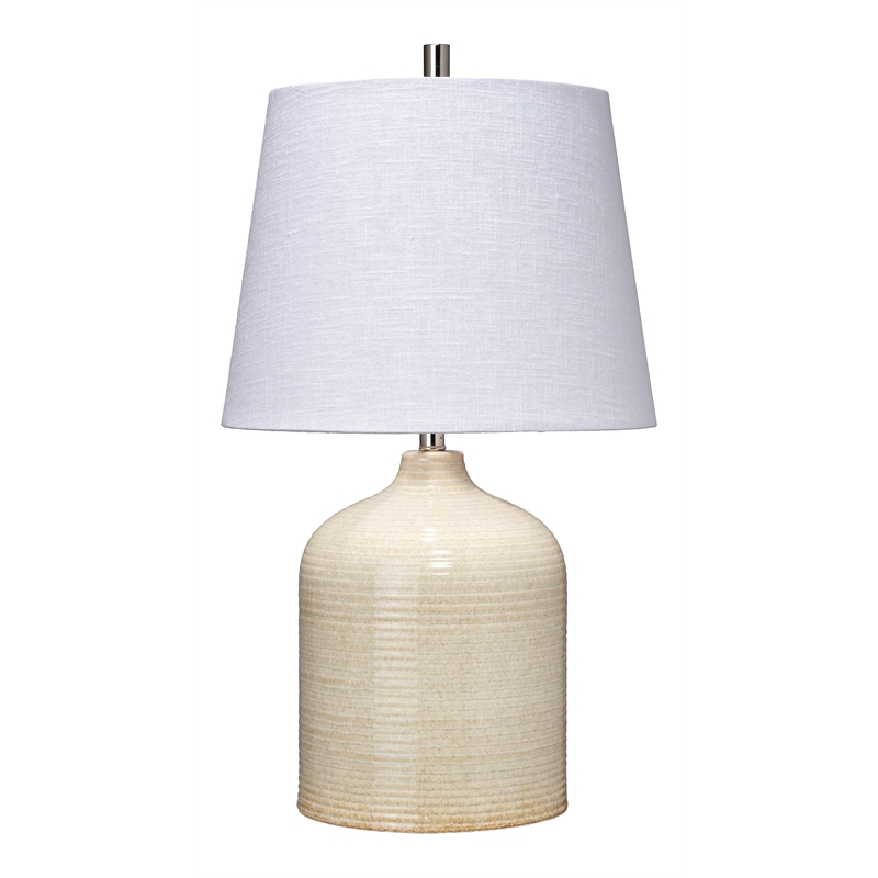 Maklaine Modern Ceramic & Metal Table Lamp in Tan/White Finish