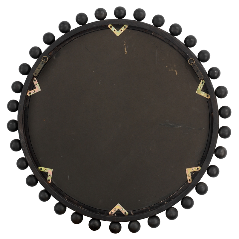 Maklaine Beveled Transitional Fir Wood Mirror in Dark Charcoal