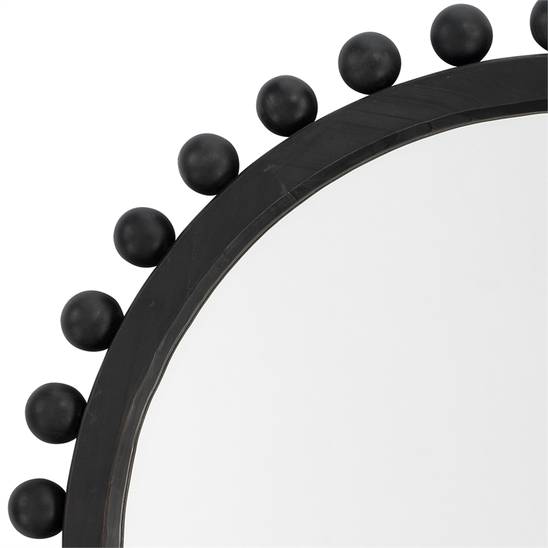 Maklaine Beveled Transitional Fir Wood Mirror in Dark Charcoal