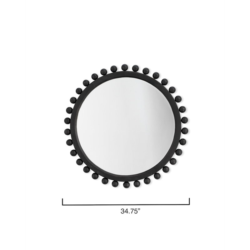 Maklaine Beveled Transitional Fir Wood Mirror in Dark Charcoal