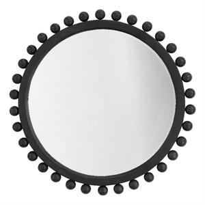 Maklaine Beveled Transitional Fir Wood Mirror in Dark Charcoal