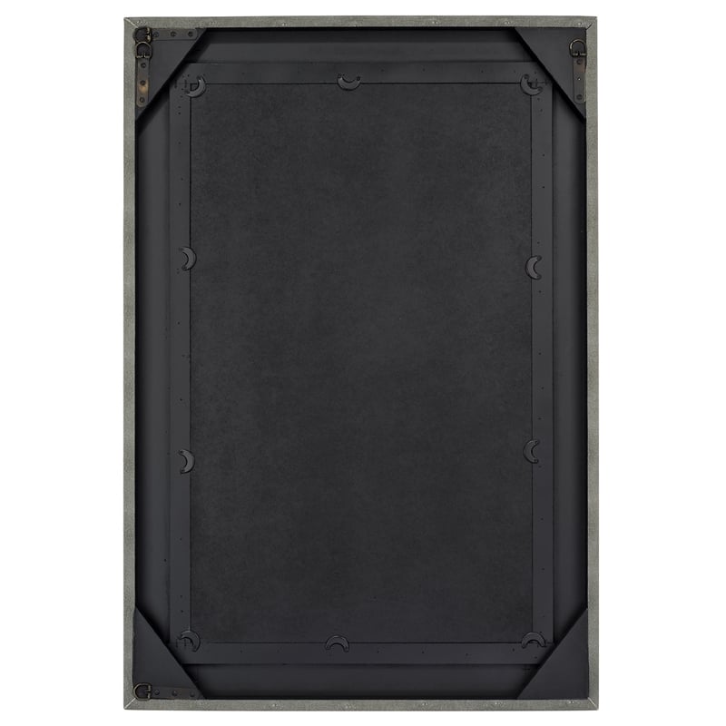 Maklaine Faux Shagreen Vinyl Gray Mirror Rectangular Beveled Glass 38