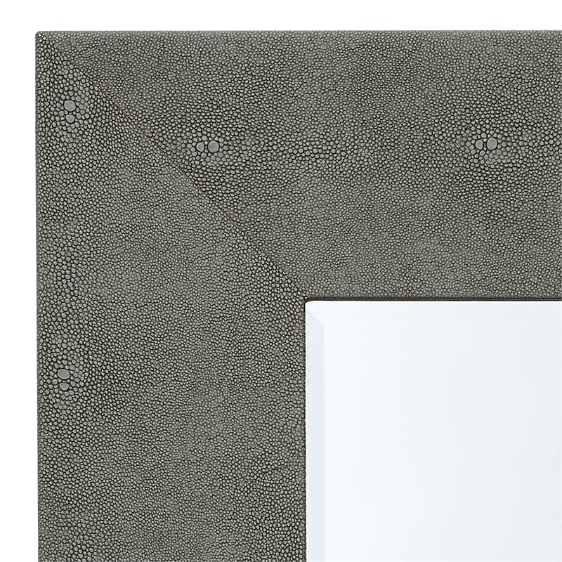 Maklaine Faux Shagreen Vinyl Gray Mirror Rectangular Beveled Glass 38