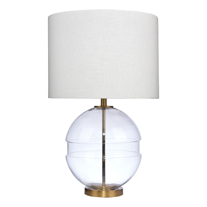 Maklaine 1-Light Metal & Linen Table Lamp in Antique Brass/White