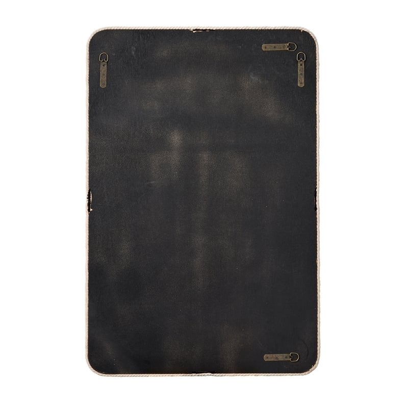 Maklaine Jute Rectangle Cotton & MDF Wood Accent Mirror in Black