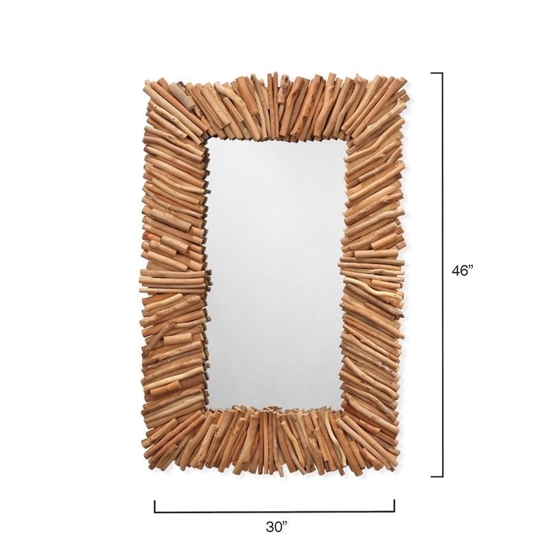 Maklaine Contemporary Rectangle Wood & MDF Accent Mirror in Brown