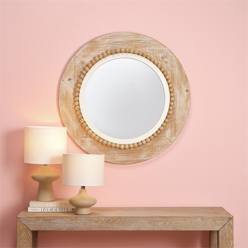 Maklaine 1-Light Modern Ceramic & Linen Table Lamp in Beige/White