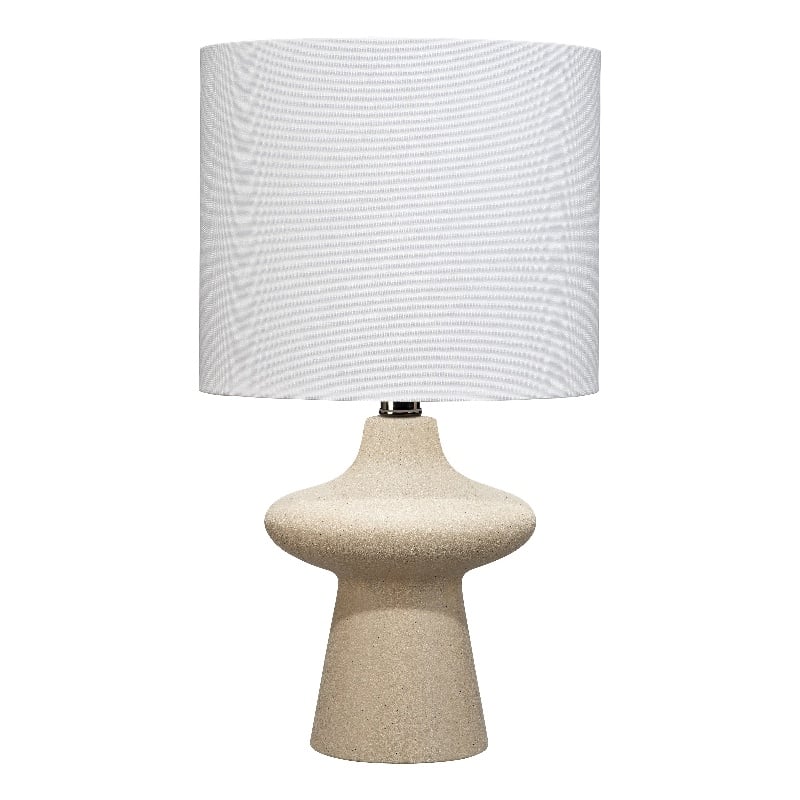 Maklaine 1-Light Modern Ceramic & Linen Table Lamp in Beige/White