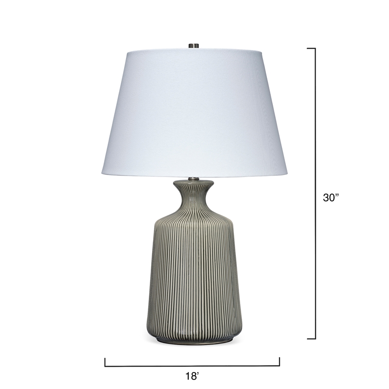 Maklaine Traditional Ceramic & Metal Table Lamp in Gray/Off White