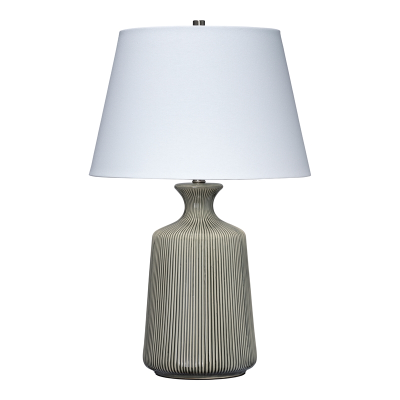 Maklaine Traditional Ceramic & Metal Table Lamp in Gray/Off White