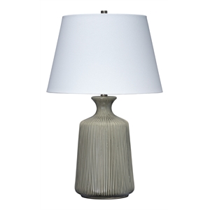 maklaine traditional ceramic & metal table lamp in gray/off white