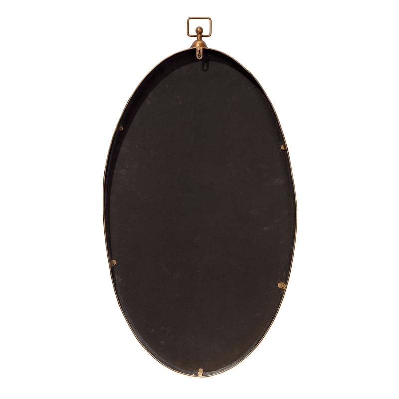 Maklaine Iron Metal/Engineered Wood Accent Mirror in Antique Brass