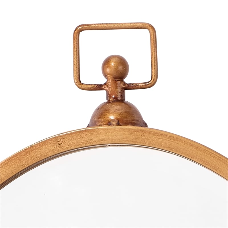 Maklaine Iron Metal/Engineered Wood Accent Mirror in Antique Brass